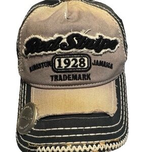 Red Stripe Distressed. Bottle Opener Baseball Hat